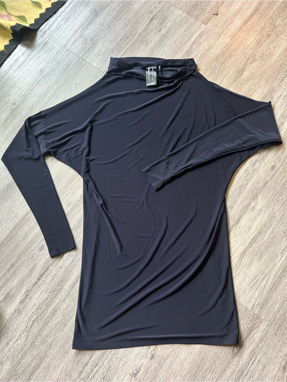 KAMALIKULTURE x NORMA KAMALI navy Stretch Top — Off-Shoulder Look